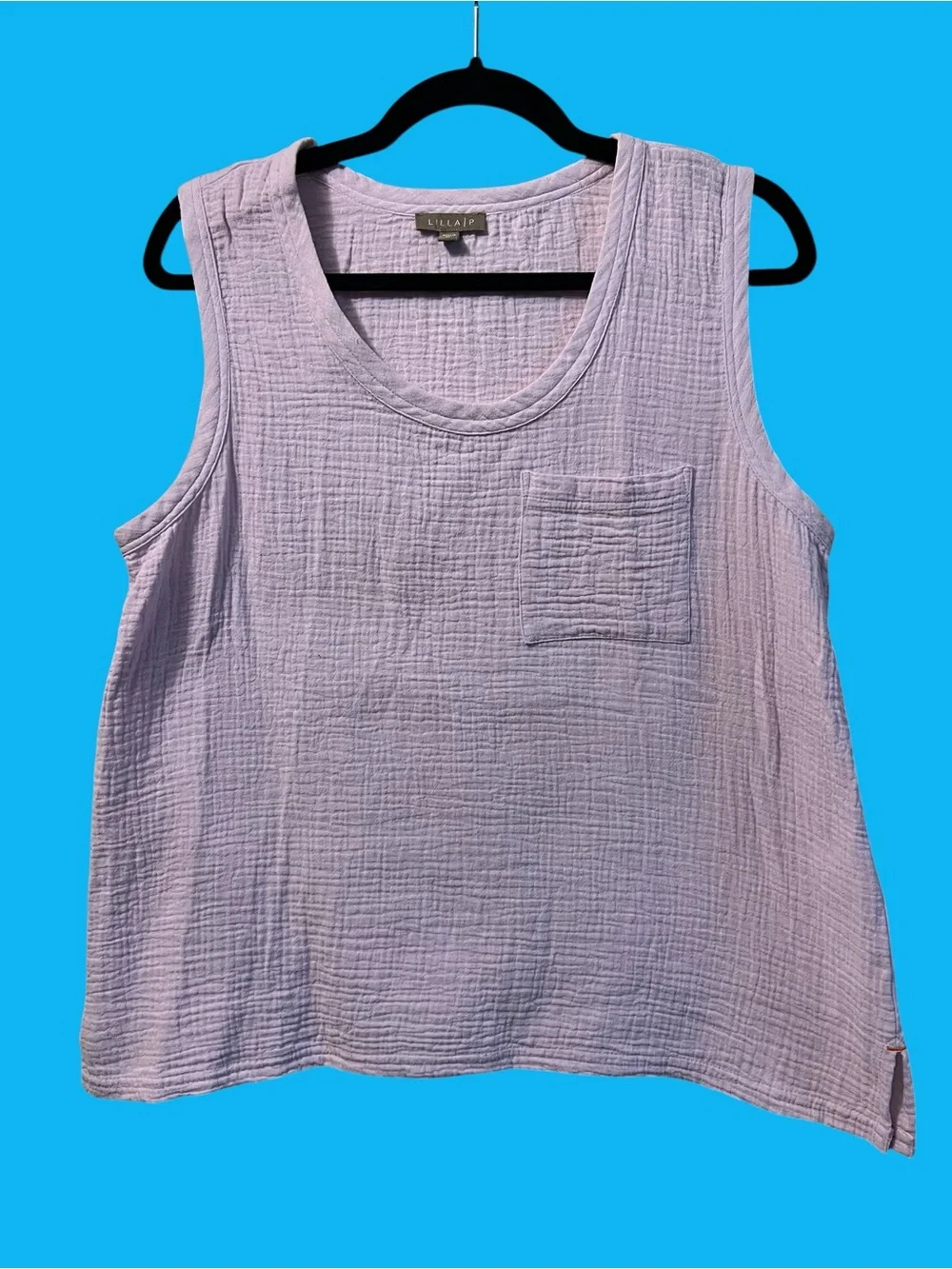 NEW / Lilla P / Lavender / 100% Cotton Double Gauze / Pocket Tank / Size M - Picture 1 of 7